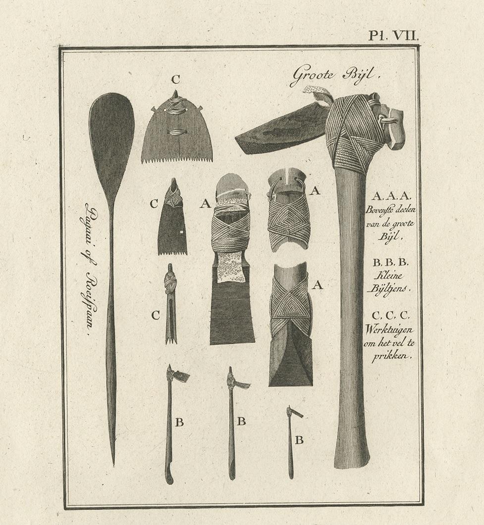 Engraved Antique Print depicting various Tools by Cook, 1803 For Sale
