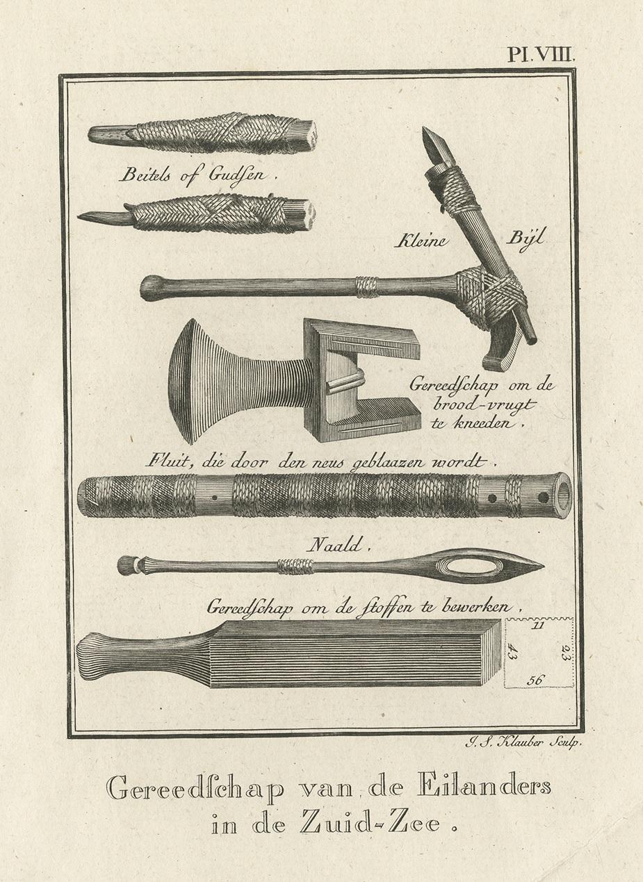 Dutch Antique Print Depicting Various Tools II by Cook, 1803 For Sale