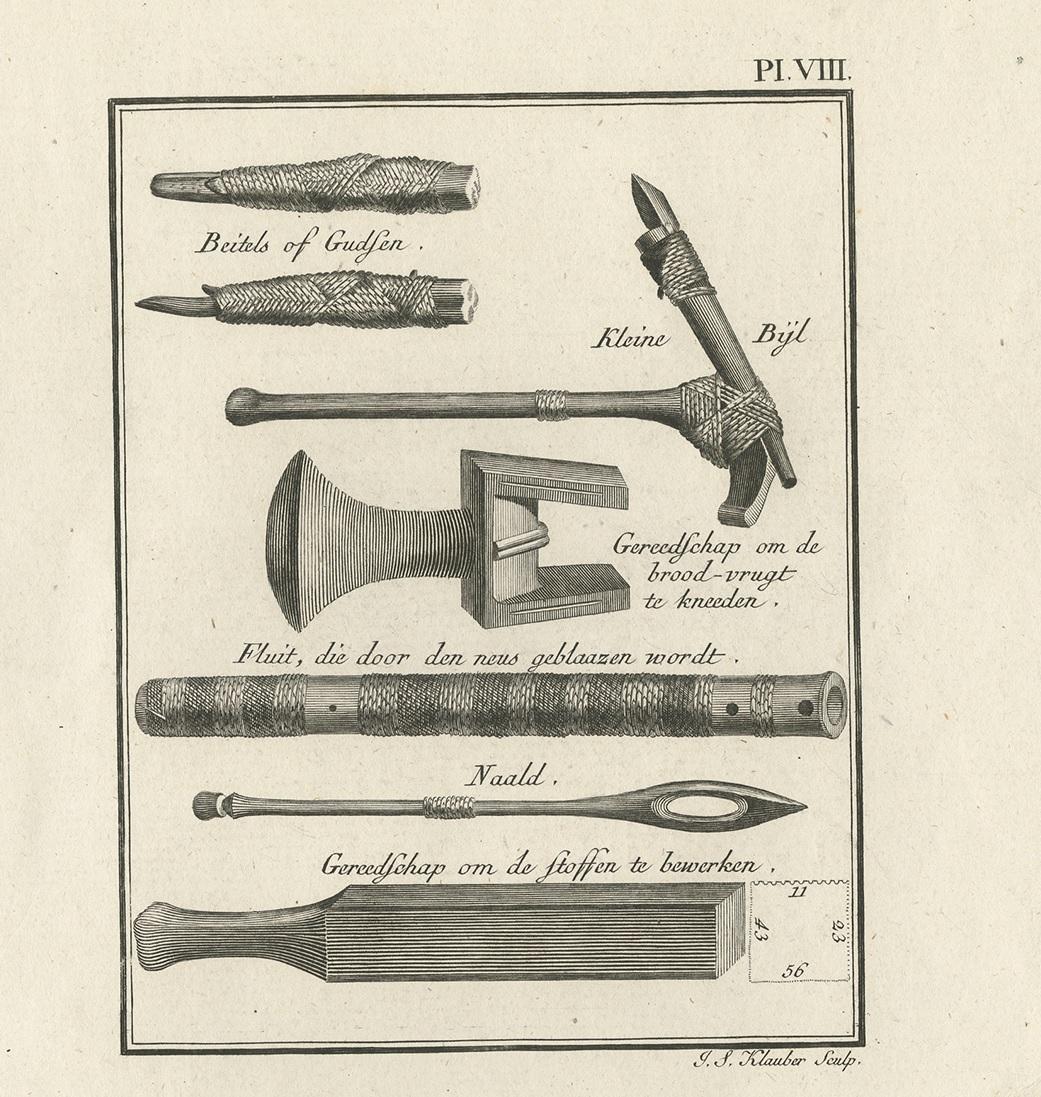 Engraved Antique Print Depicting Various Tools II by Cook, 1803 For Sale