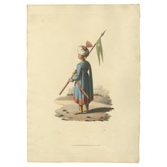 Antiker antiker Druck-Stipendiatenträger der Spahis, Das Militärkostüm der Türkei, 1818