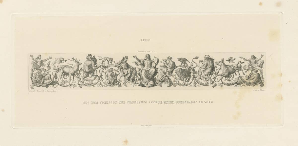 Antique Print 'Frieze' of the Curtain in the New Opera House in Vienna