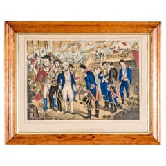 Antique Print Lord Nelson On Board The San Joseph