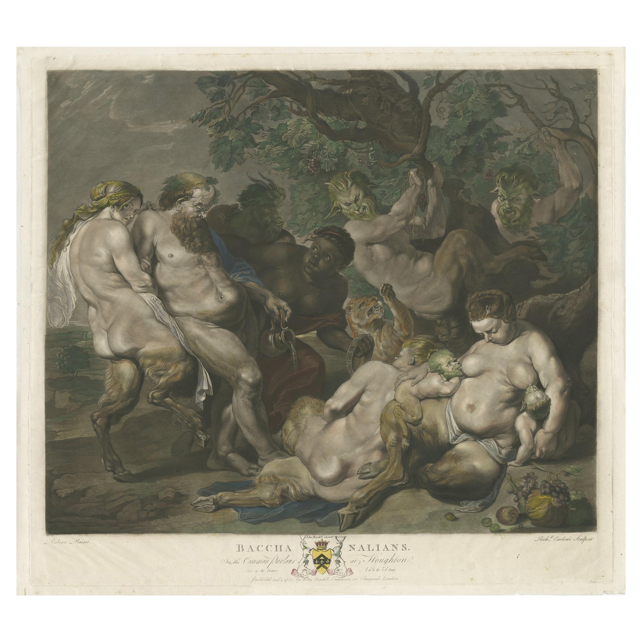 Antique Print Made after the Painting 'The March of Silenus' by Rubens '1785'