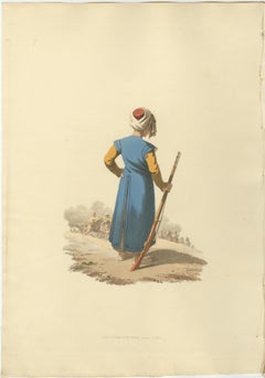 Antique Print Mameluke of Constantinople, The Military Costume of Turkey, 1818