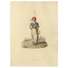 Antiker antiker Druck Mameluke des Großen Herrschers, das militärische Kostüm der Türkei, 1818