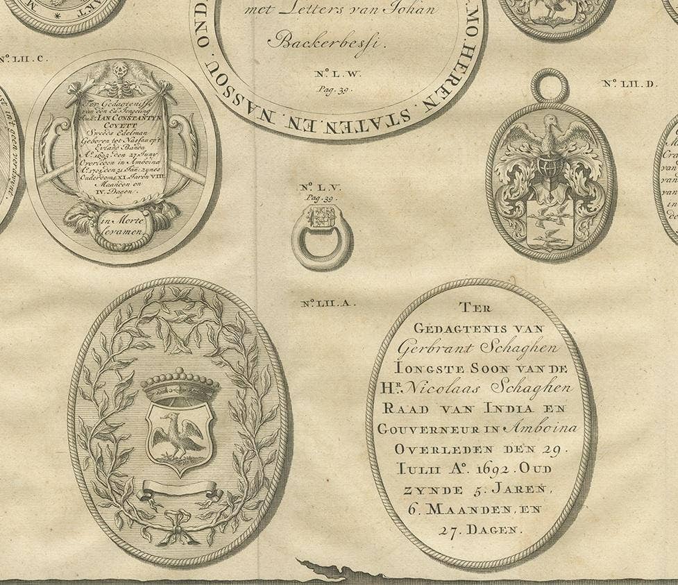 Antique Print Memorial Plaques of Ambon by Valentijn, 1726