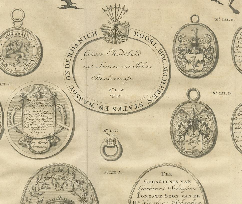 Plaques commémoratives anciennes à imprimé ambon de Valentijn, 1726 Bon état - En vente à Langweer, NL