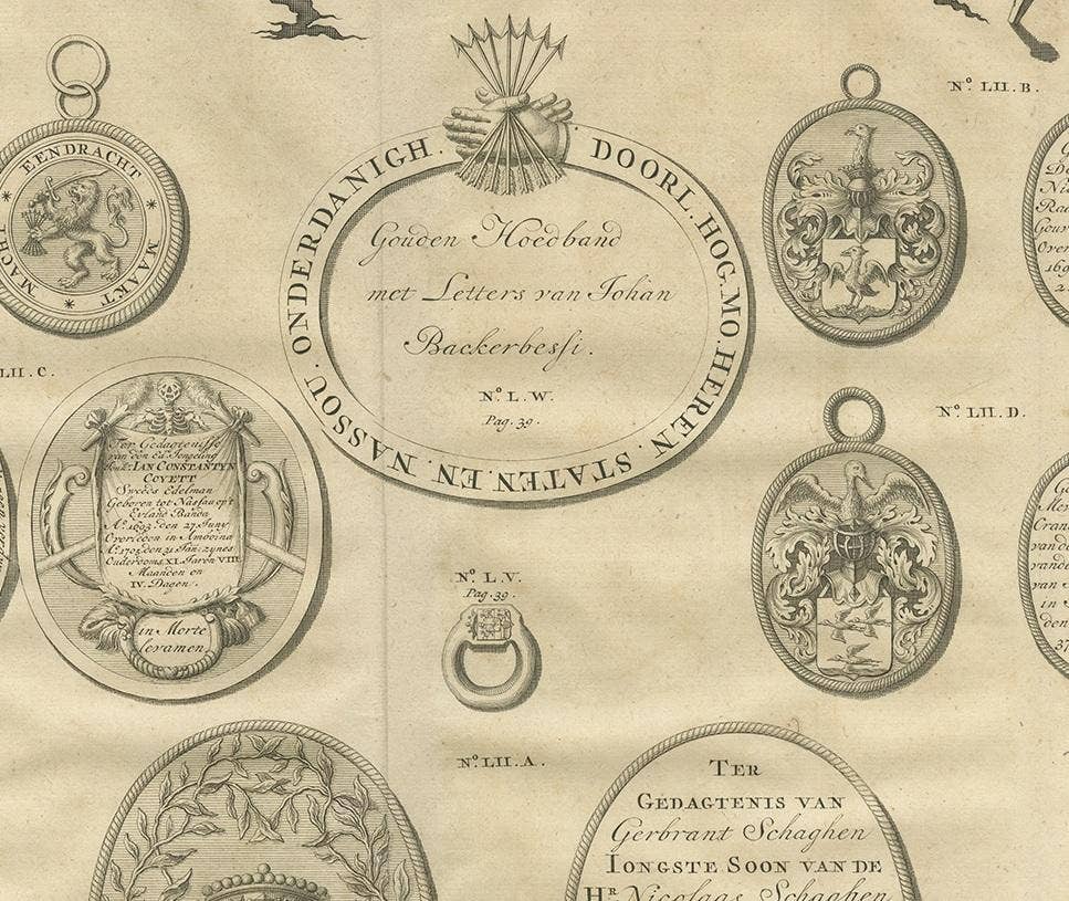 Antique Print Memorial Plaques of Ambon by Valentijn, 1726