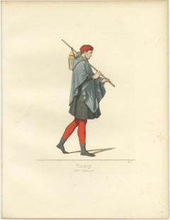 Antique Print of a 14th Century Sbirre, Italy, by Bonnard, 1860