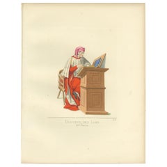 Antique Print of a 15th Century Italian Law Professor by Bonnard, '1860'