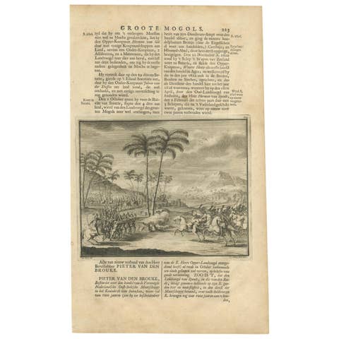 Antique Print of a Battle in the Mughal Empire by Valentijn, 1726