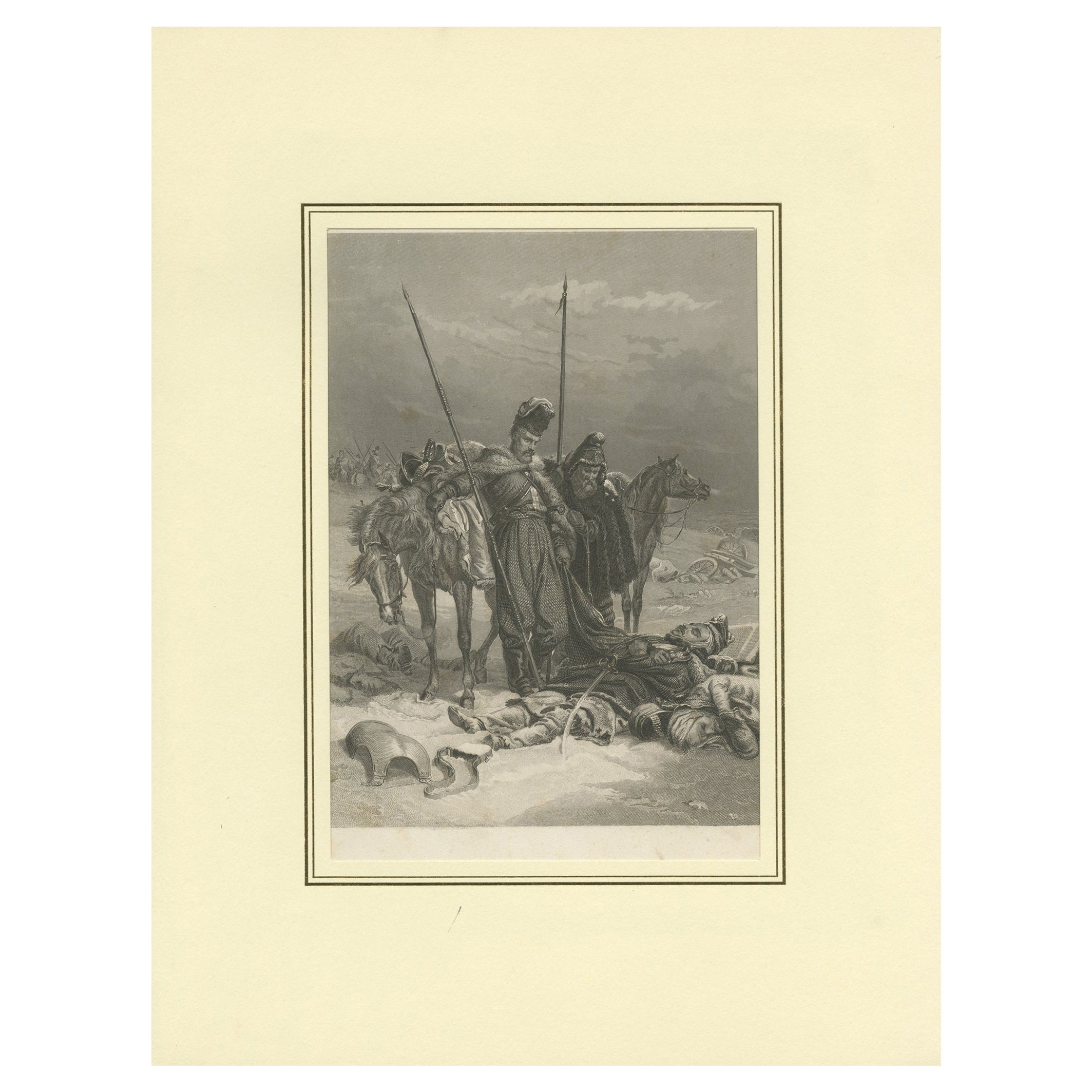 Impression ancienne d'une scène de bataille dans l'Europe du début du 19e siècle, vers57