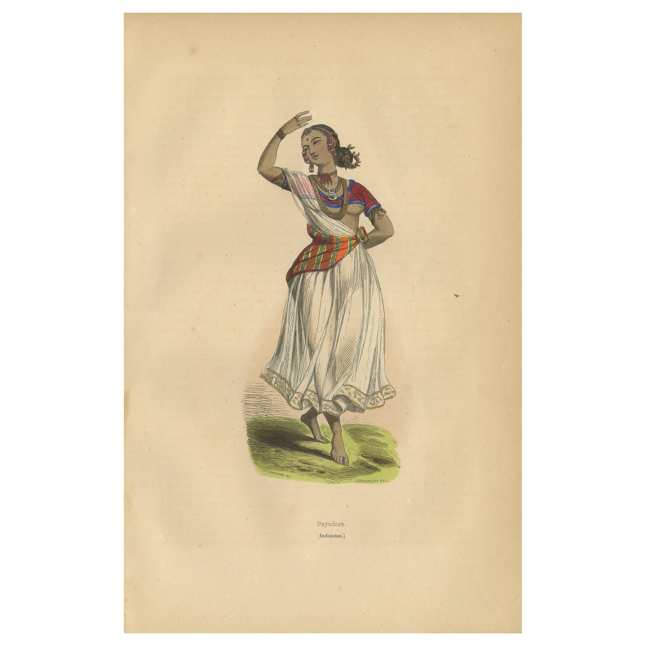 Antique Print of a Bayadère by Wahlen '1843' For Sale