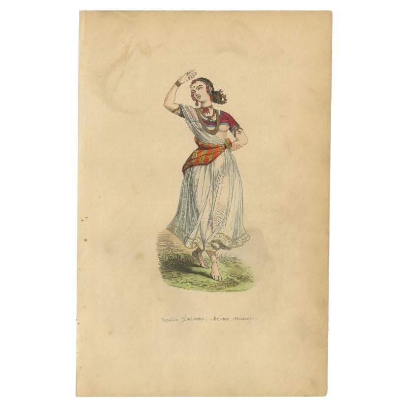 Antique Print of a Bayadèrea or Bayadère, a Hindu Dancer For Sale