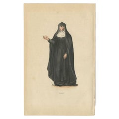 Antique Print of a Beguine Woman, 1845