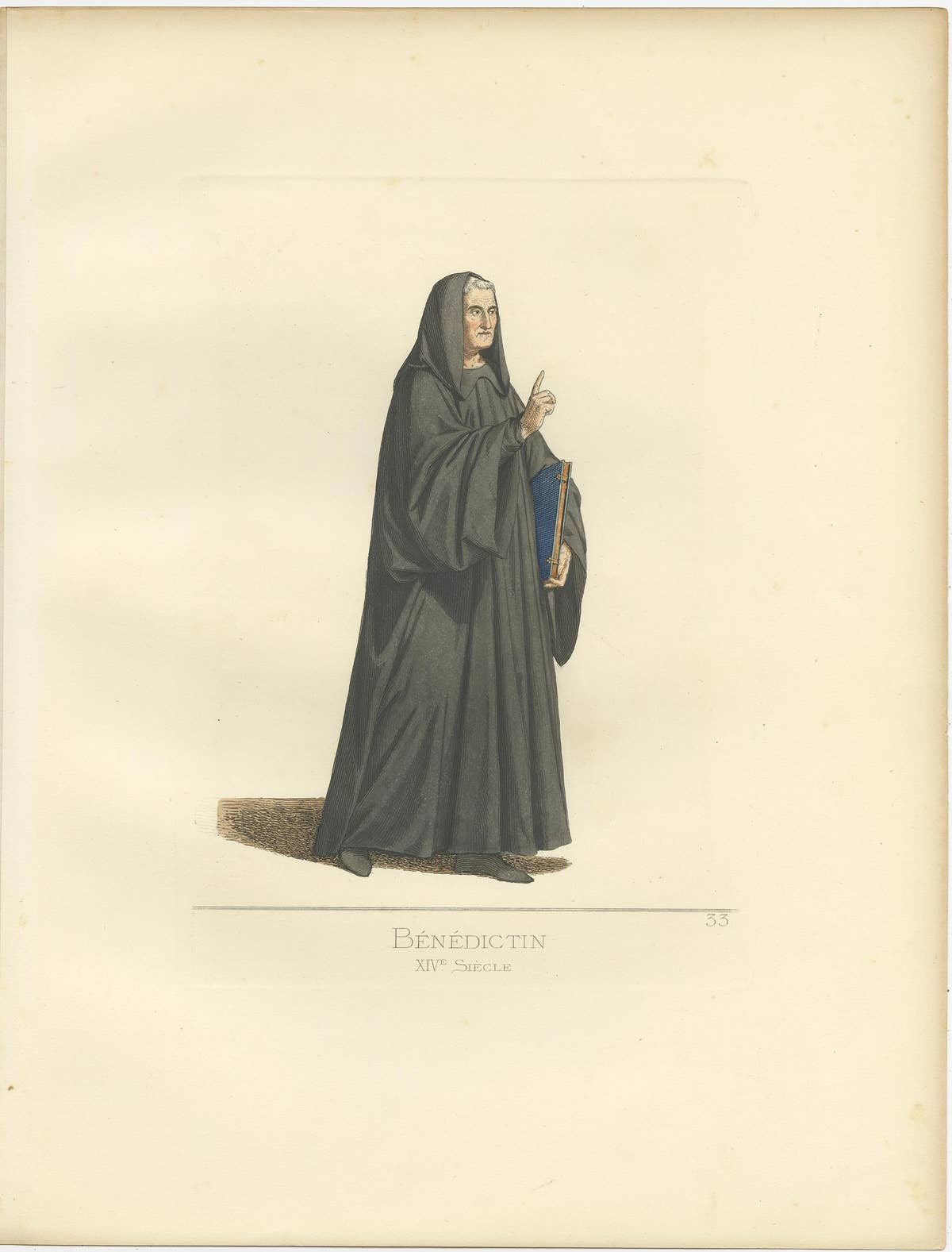 Antique Print of a Benedictine Monk by Bonnard, '1860'