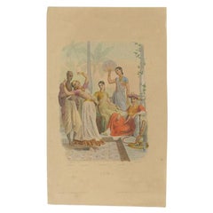Antique Print of a Brahmin, Rajah, Slave and Other Figures of Asia, c.1870