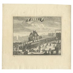Antiker Druck einer Brücke in Amsterdam von Commelin, 1693