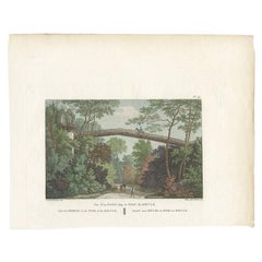 Impression ancienne d'un pont dans le parc de Roeulx en Belgique par Laborde, 1808