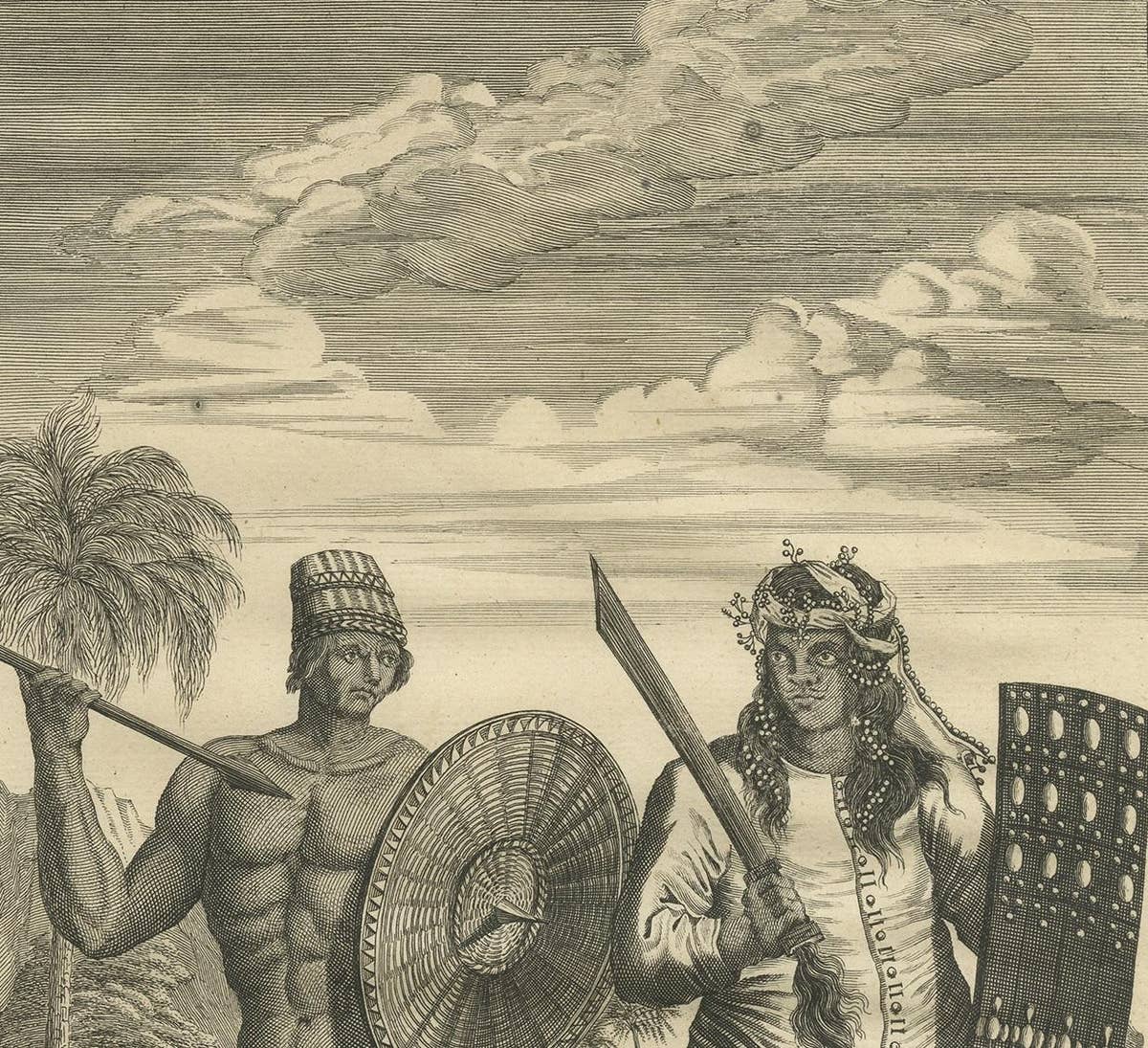 Antique Print of a Buginese and Ambonese Man by Valentijn, 1726