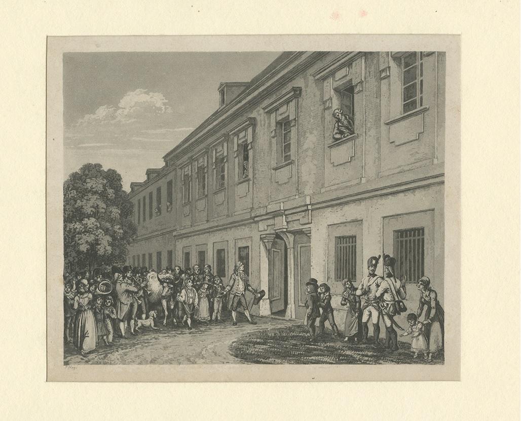 Antique Print of a Building in Vienna, Austria, circa 1850 In Good Condition For Sale In Langweer, NL