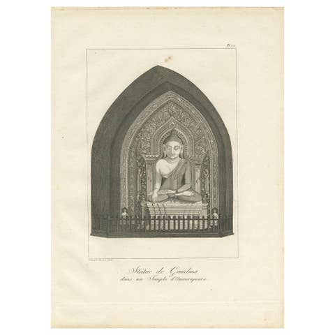 Antique Print of a Burman Buddha by Symes, 1800