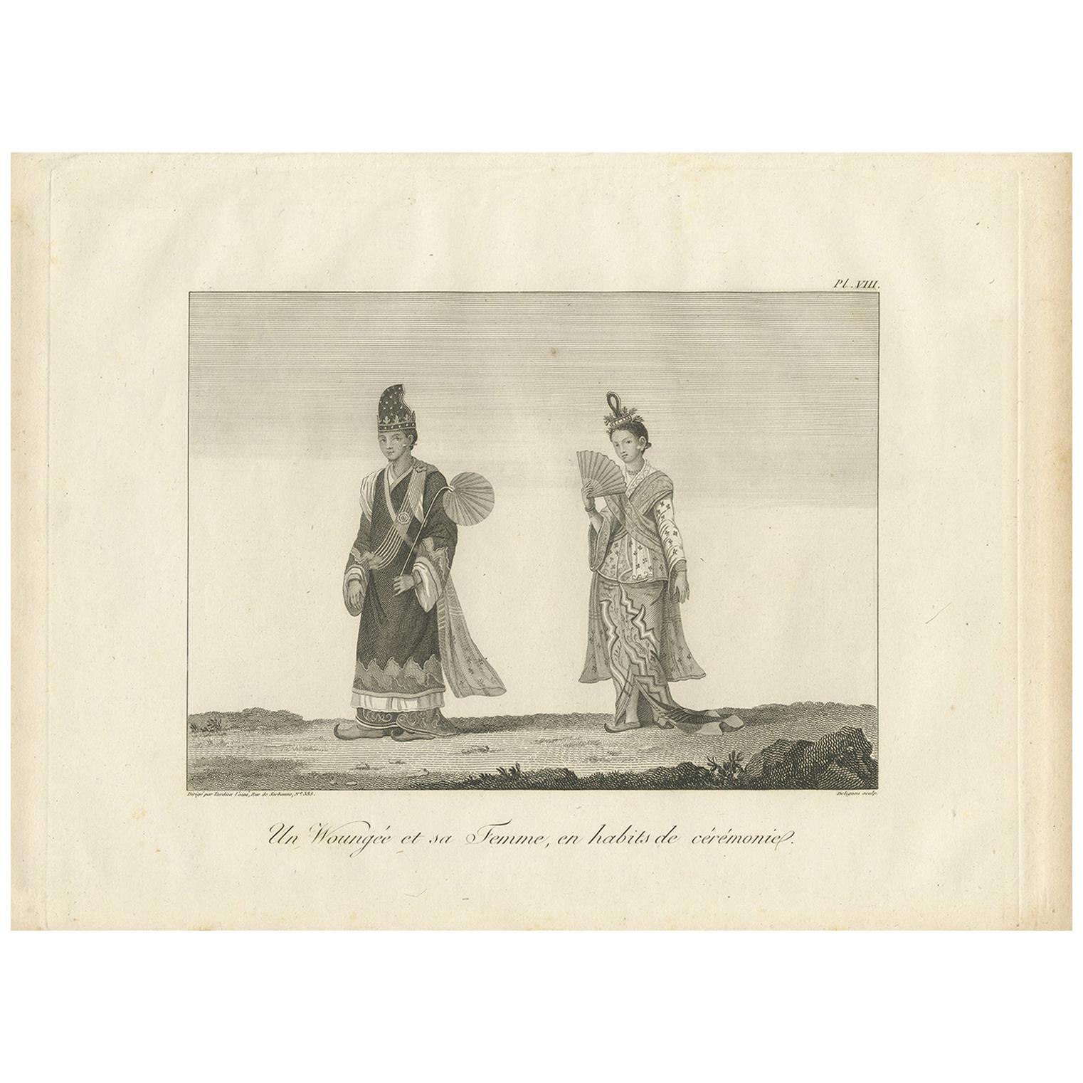 Antique Print of a Burmese member of the Council of State by Symes (1800) For Sale