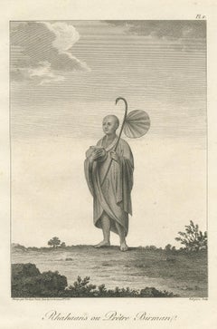 Antique Print of a Burmese Priest by Symes, 1800