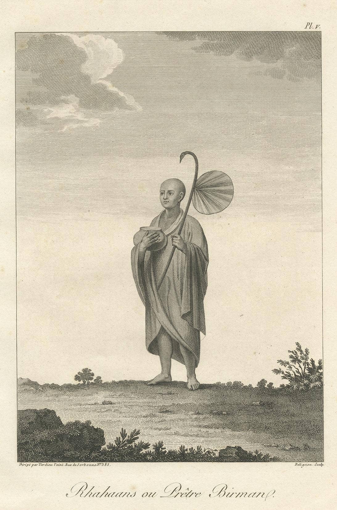 Antique Print of a Burmese Priest by Symes, 1800