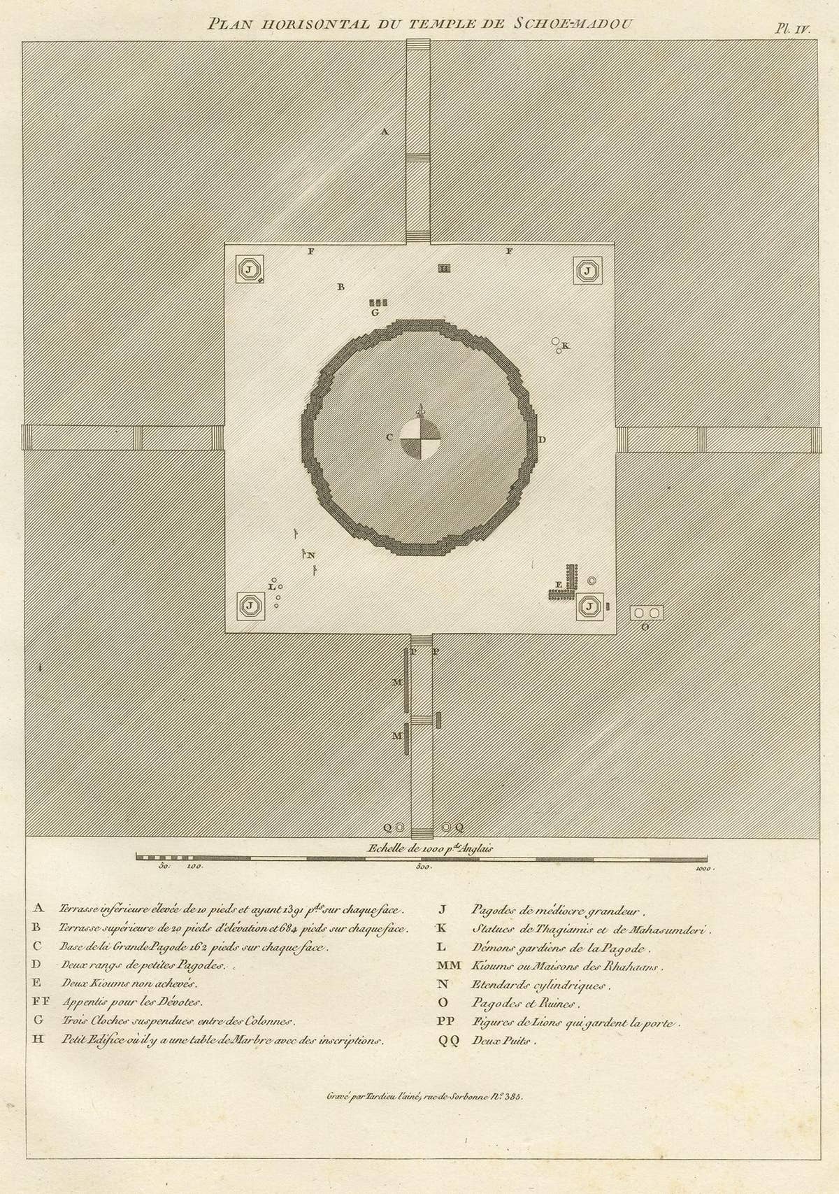 Original Antique Engraving of a Burmese Temple, ca.1800