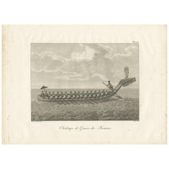 Antique Print of a Burmese War Boat by Symes '1800'