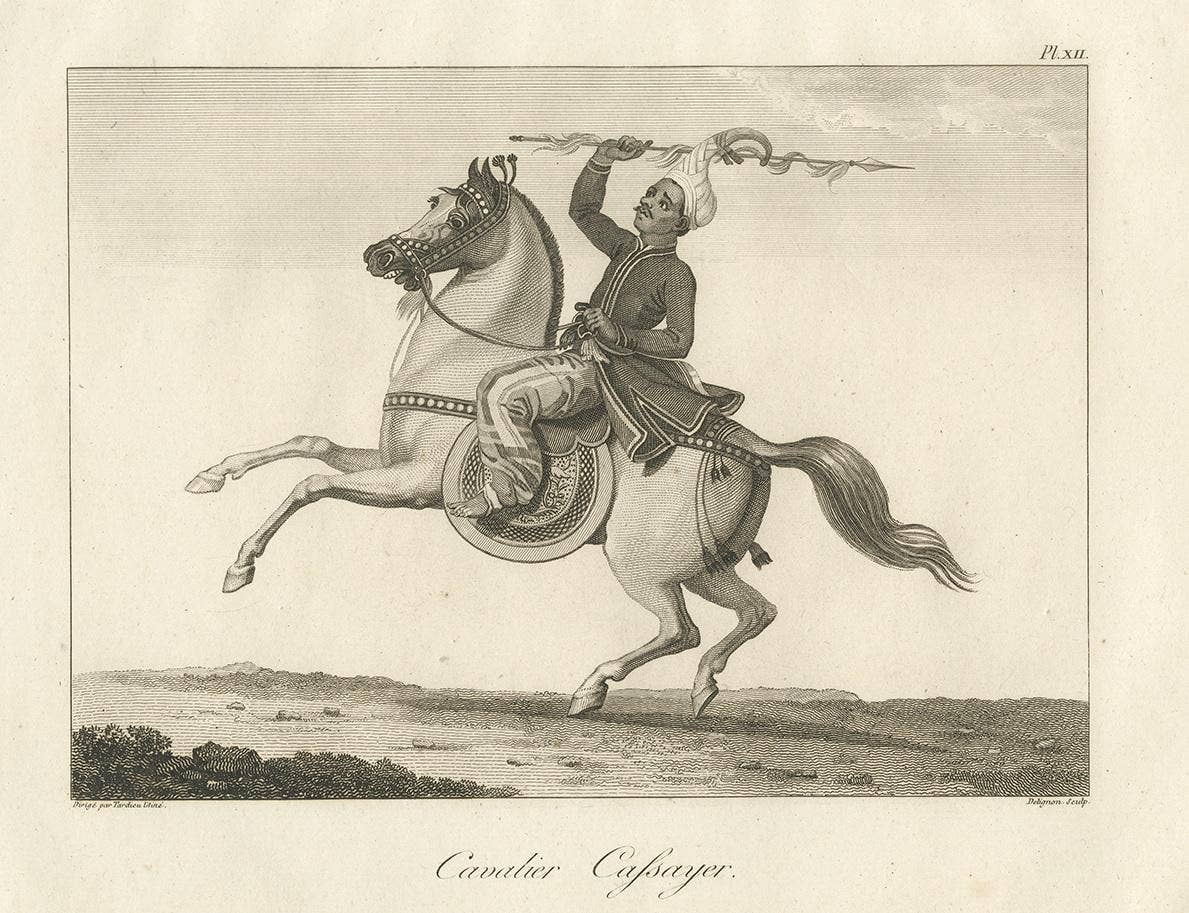Antique Print of a Burmese Warrior by Symes, 1800