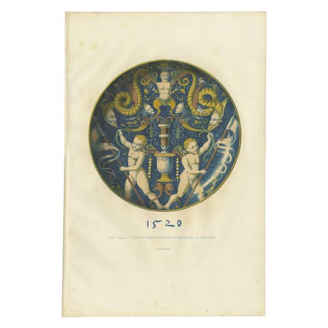 Antique Print of a Candelieri Plate of Andrew Fountaine by Delange '1869'