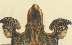 Italian Faience Candelabrum – Antique Decorative Arts Lithograph, 1869