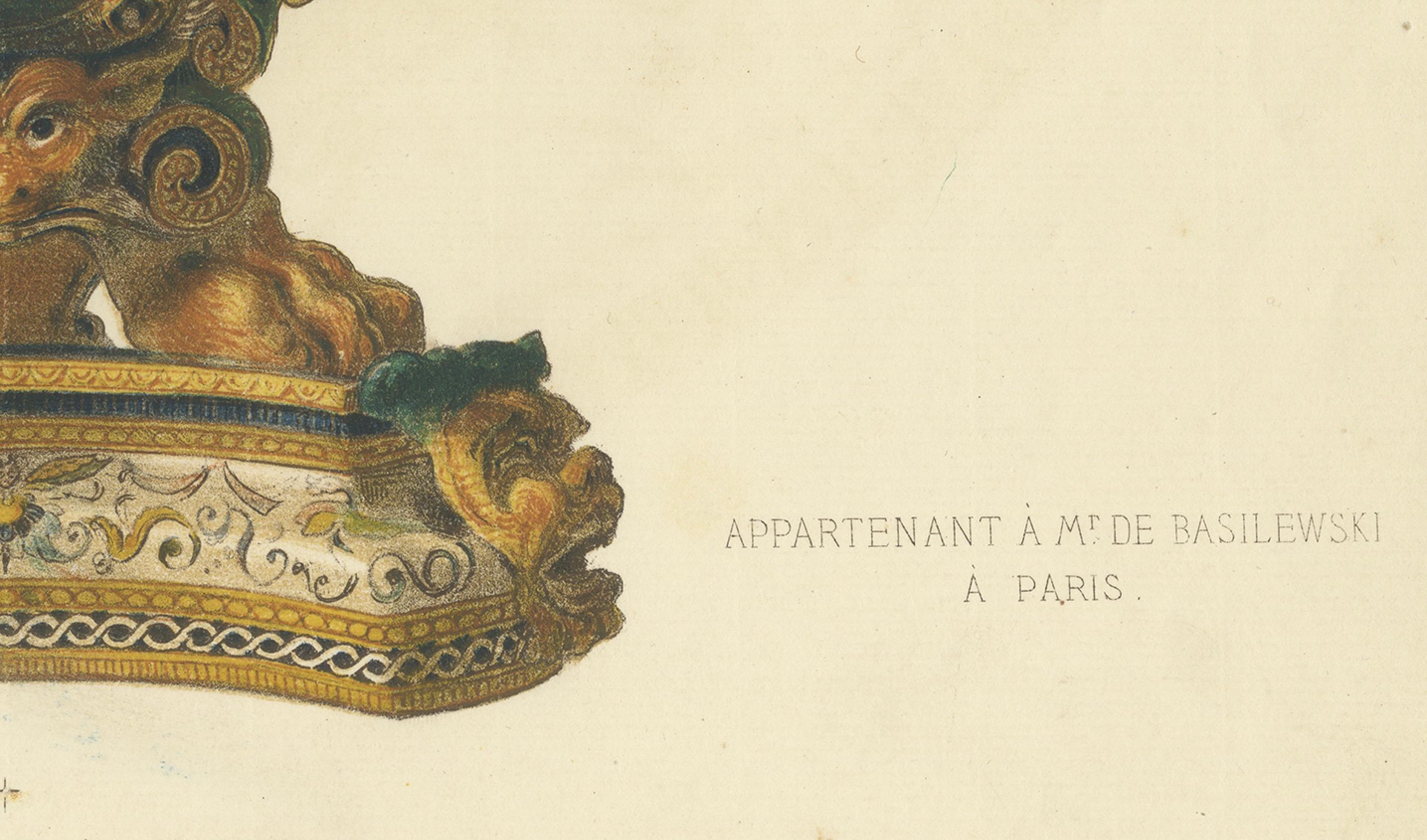 Français Impression ancienne d'un bougeoir de M. Le Marquis d'Azeglio par Delange '1869' en vente