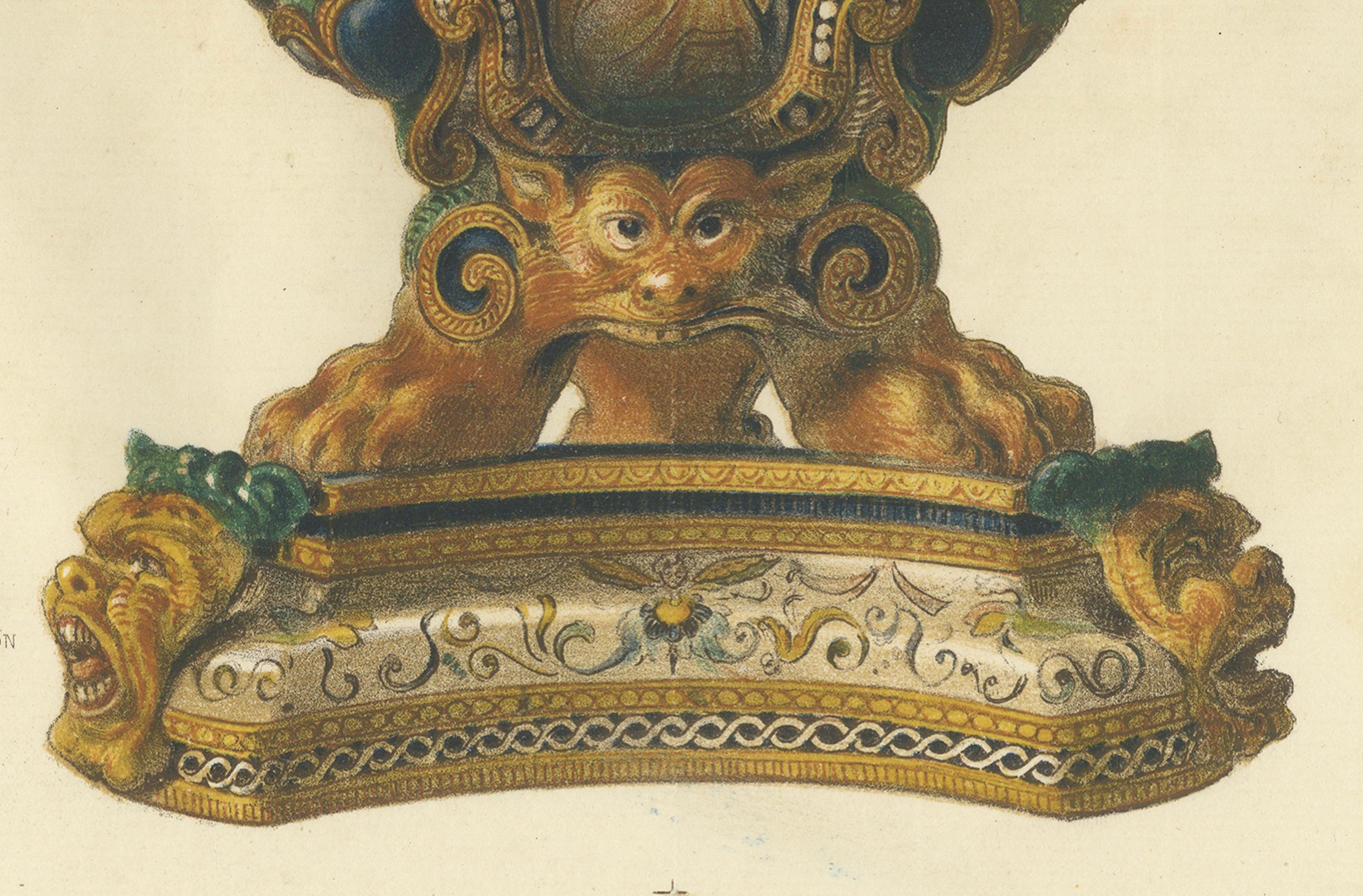 XIXe siècle Impression ancienne d'un bougeoir de M. Le Marquis d'Azeglio par Delange '1869' en vente