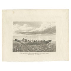 Antique Print of a Canoe of Chukotka, Tartary, 1800