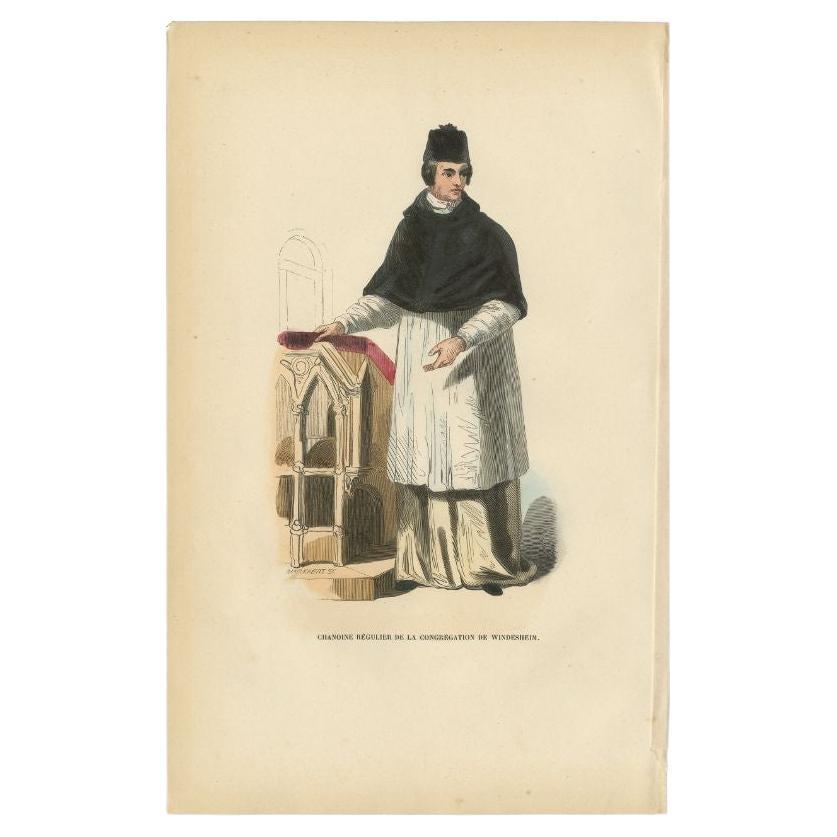 Antique Print of a Canon of the Congregation of Windesheim, 1845