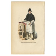 Antique Print of a Canon of the Congregation of Windesheim, 1845