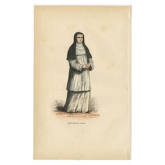 Antique Print of a Canoness of Saint John Lateran, 1845