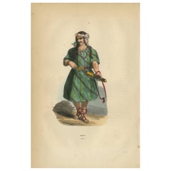 Stampa antica di una cariatide di Wahlen, 1843
