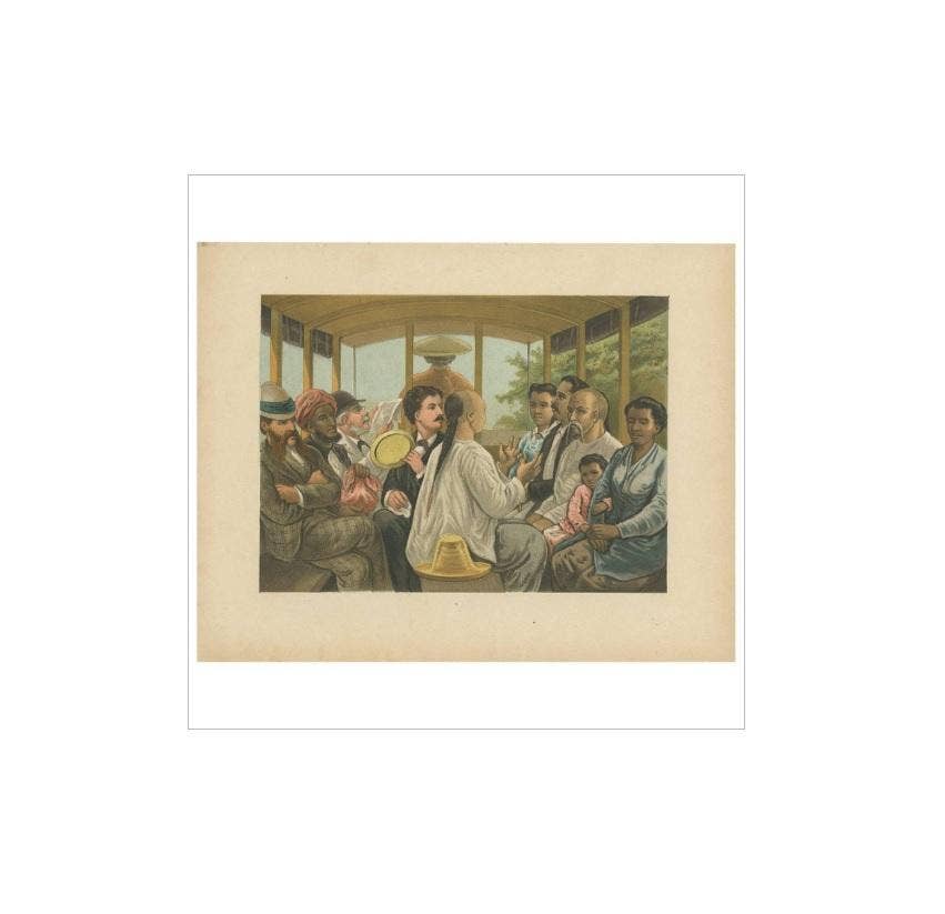 Antique Print of a Carriage Ride in Batavia 'Indonesia' by M.T.H. Perelaer, 1888