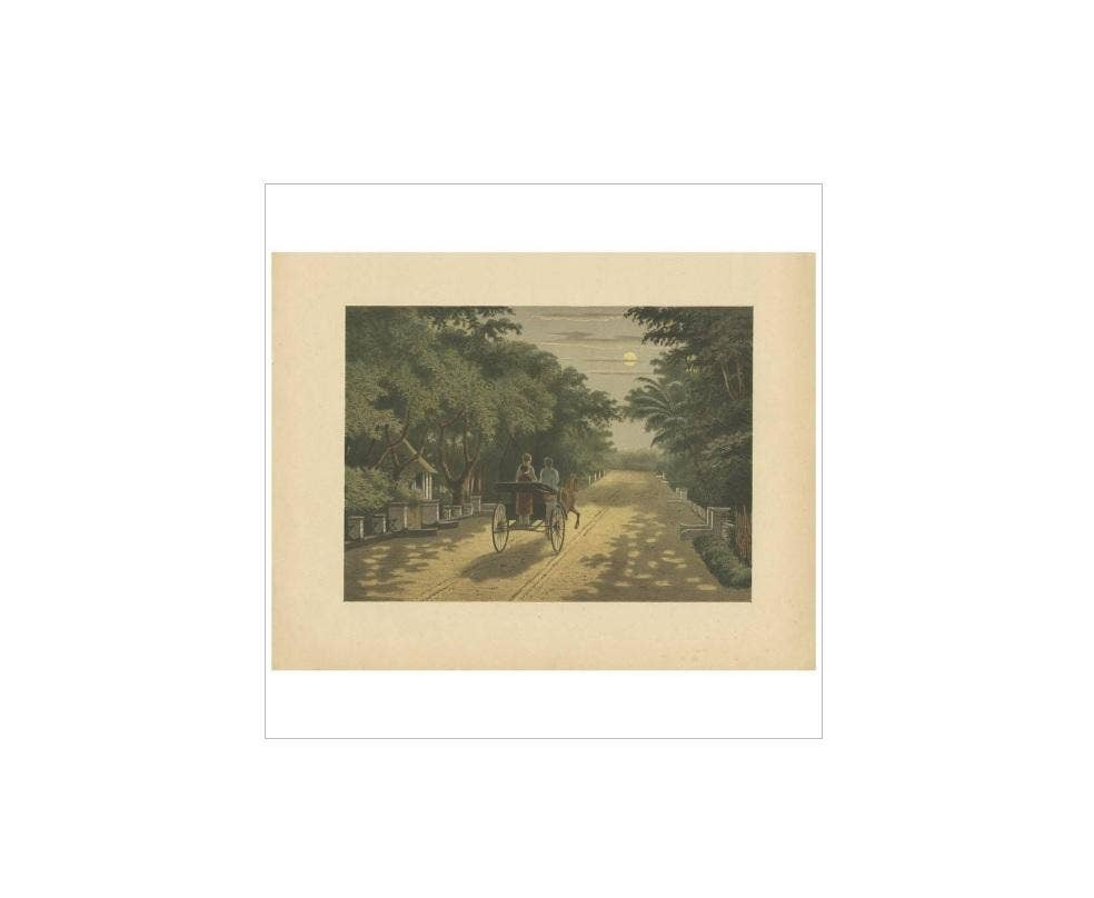 Antique Print of a Carriage Ride in Magelang by M.T.H. Perelaer, 1888