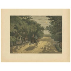 Antique Print of a Carriage Ride in Magelang by M.T.H. Perelaer, 1888