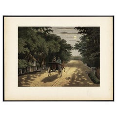 Antique Print of a Carriage Ride in Magelang, Java in Indonesia, 1888