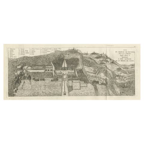 Antique Print of a Castle or Château de Baudour, Hainaut, Belgium, c.1785