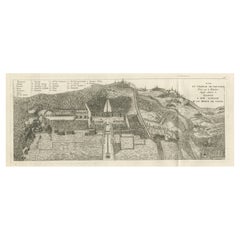 Antiker Druck eines Schlosses oder Château de Baudour, Hennegau, Belgien, ca. 1785