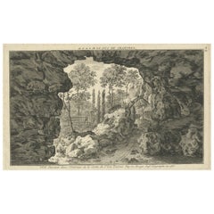 Antiker Druck einer Höhle in Saint-leu-taverny in Frankreich, um 1785
