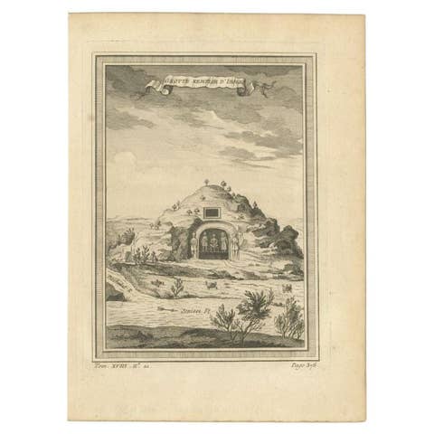 Antique Print of a Cave near the Yenisei River in Siberia, Russia, 1768