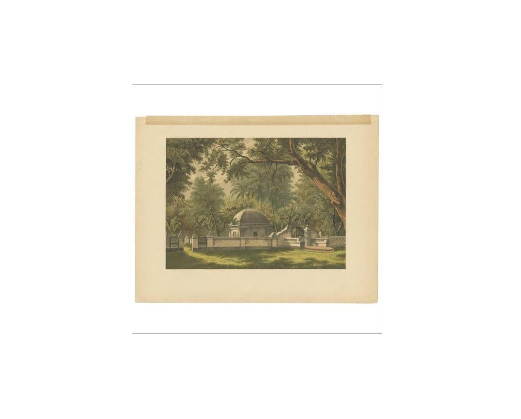 19th Century Antique Print of a Cemetery in Bontowala by M.T.H. Perelaer, 1888 For Sale